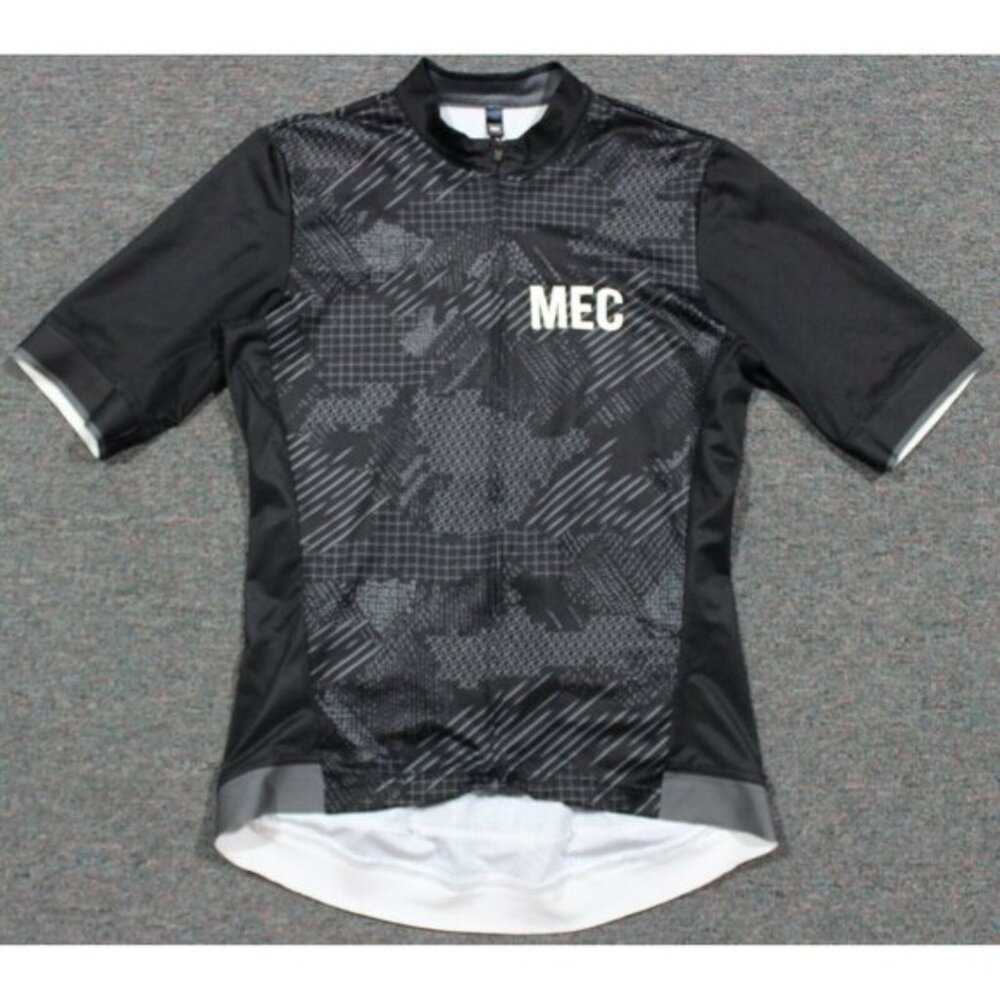 MEC Mountain Equipment CO-OP Cycling Full Zip Jersey Womens Medium Black Gray